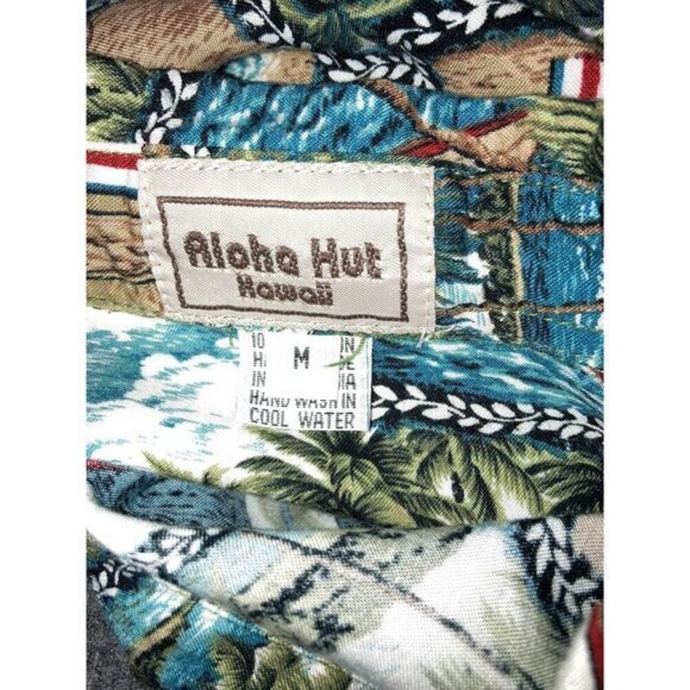 Aloha Hut Hawaii Men's Button Down Shirt All Over Surfboards Palm Trees Medium - Picture 4 of 7